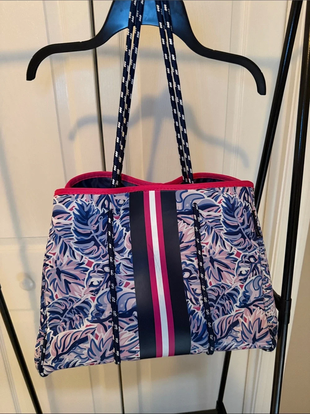 Simply Southern Pink and Navy Blue Patterned Tote